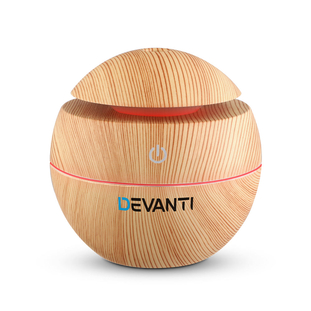 Devanti 130ml Aroma Diffuser Light Wood 7-Colour LED