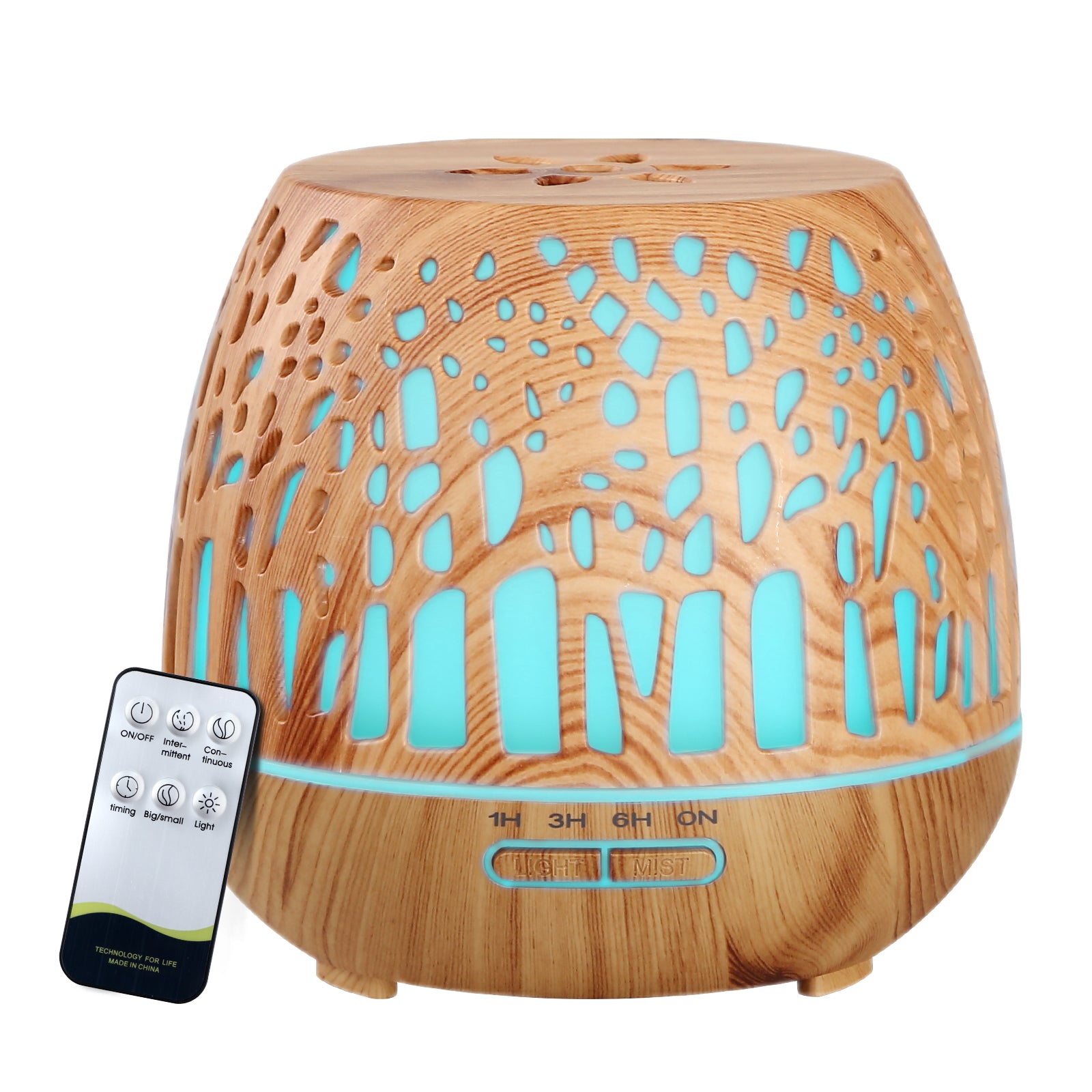 Devanti 400ml Ultrasonic Aroma Diffuser Woodgrain LED Light