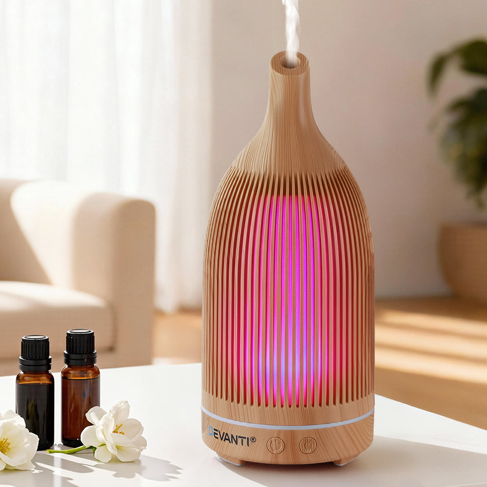 Devanti Ultrasonic Aroma Diffuser 200ml Light Wood Grain