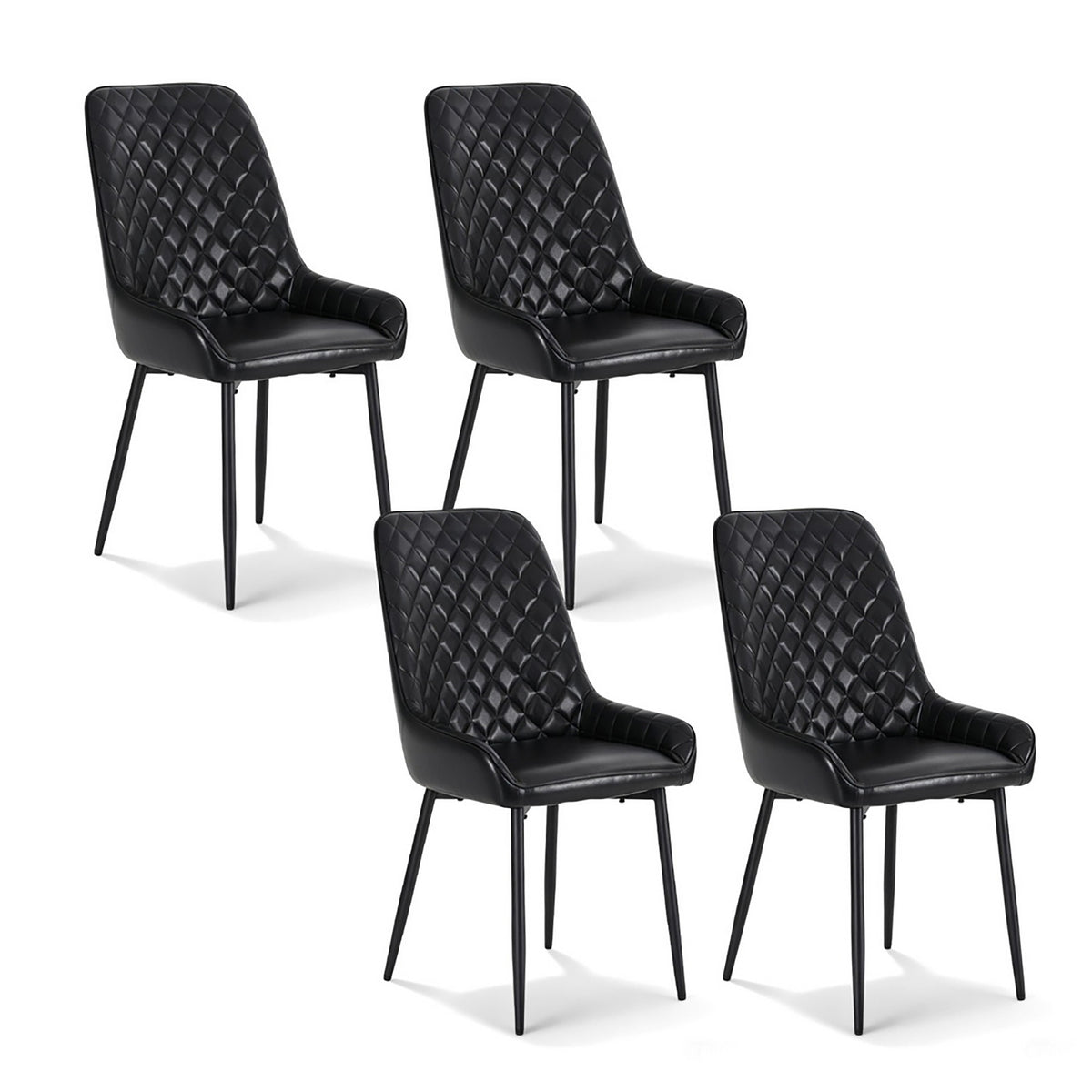 Artiss 4x Retro PU Leather Dining Chairs Black