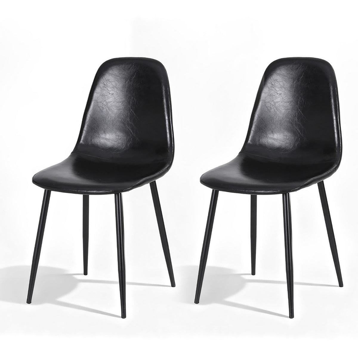 Artiss Retro PU Leather Dining Chairs Set of 2 Black