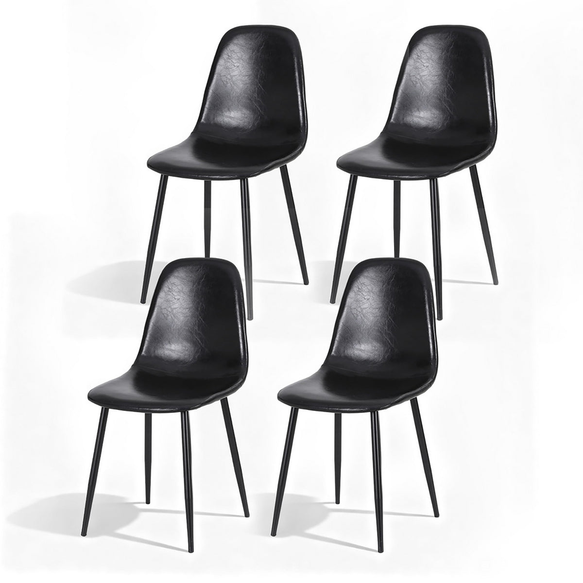 Artiss 4x Dining Chairs Retro PU Leather Kitchen Cafe Black
