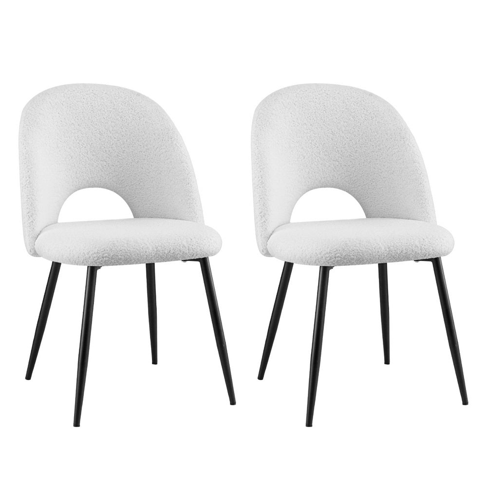 Boucle Sherpa Dining Chairs Set of 2 White