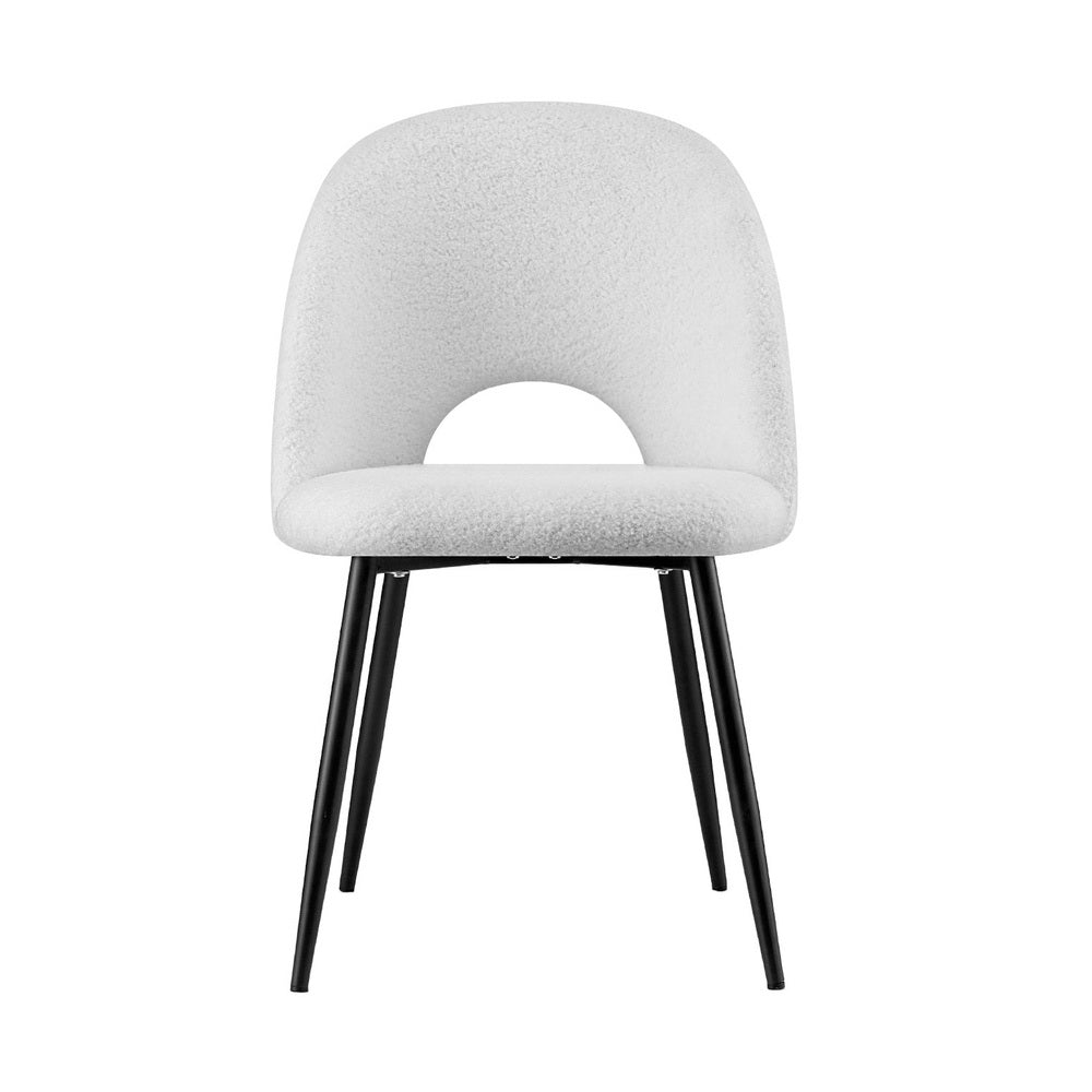 Boucle Sherpa Dining Chairs Set of 2 White