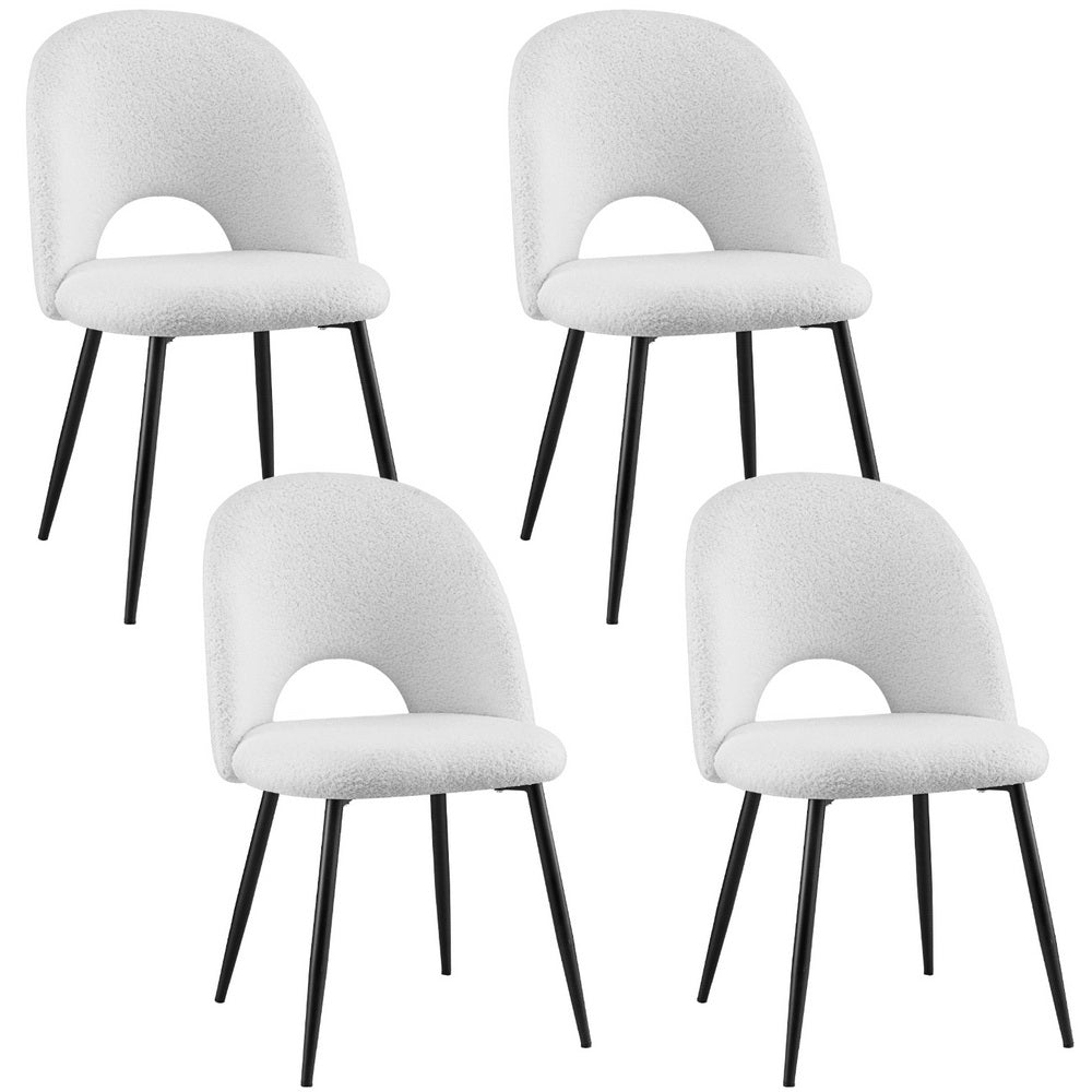 Artiss Set of 4 Dining Chairs Boucle Sherpa White