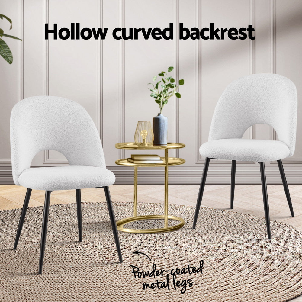 Artiss Set of 4 Dining Chairs Boucle Sherpa White