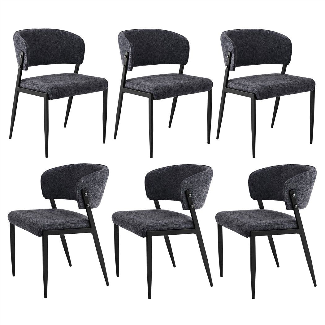 Artiss Dining Chairs Set of 6 Linen Fabric Soft Upholstered Chairs Charcoal