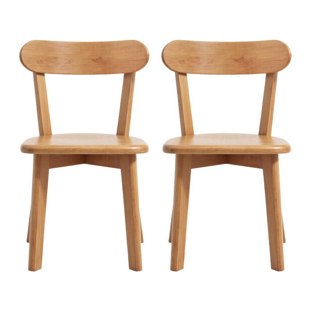 Artiss Dining Chairs Rubber Wood Natural Indoor Outdoor (Set of 2)