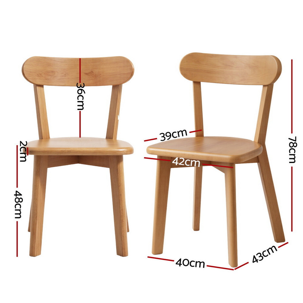 Artiss Dining Chairs Rubber Wood Natural Indoor Outdoor (Set of 2)