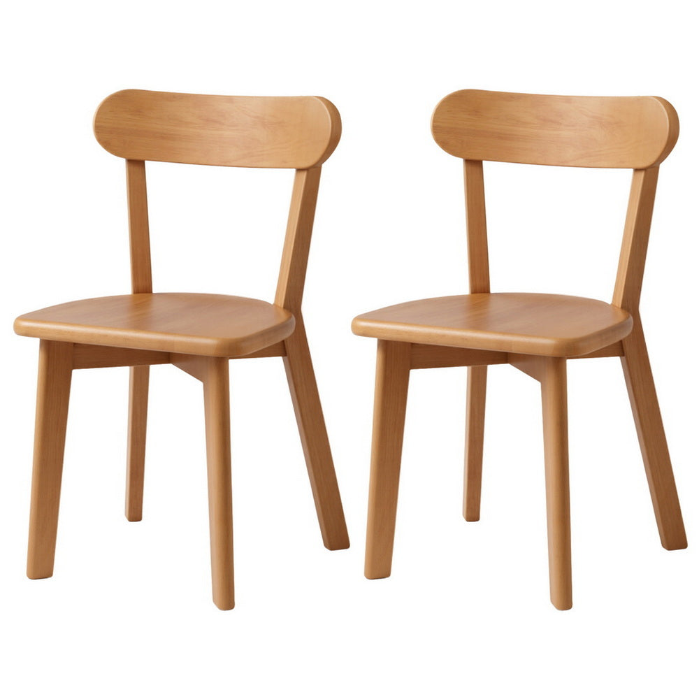 Artiss Dining Chairs Rubber Wood Natural Indoor Outdoor (Set of 2)