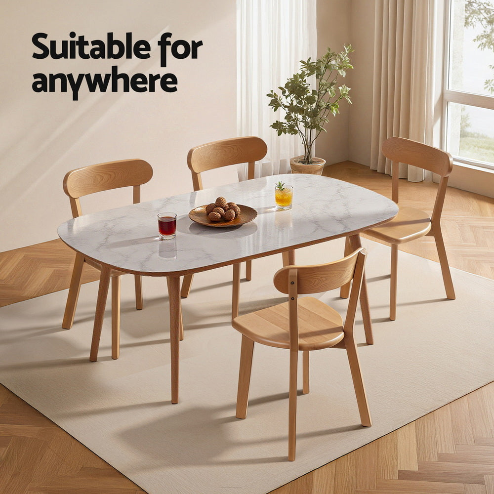 Artiss Dining Chairs Rubber Wood Natural Indoor Outdoor (Set of 2)