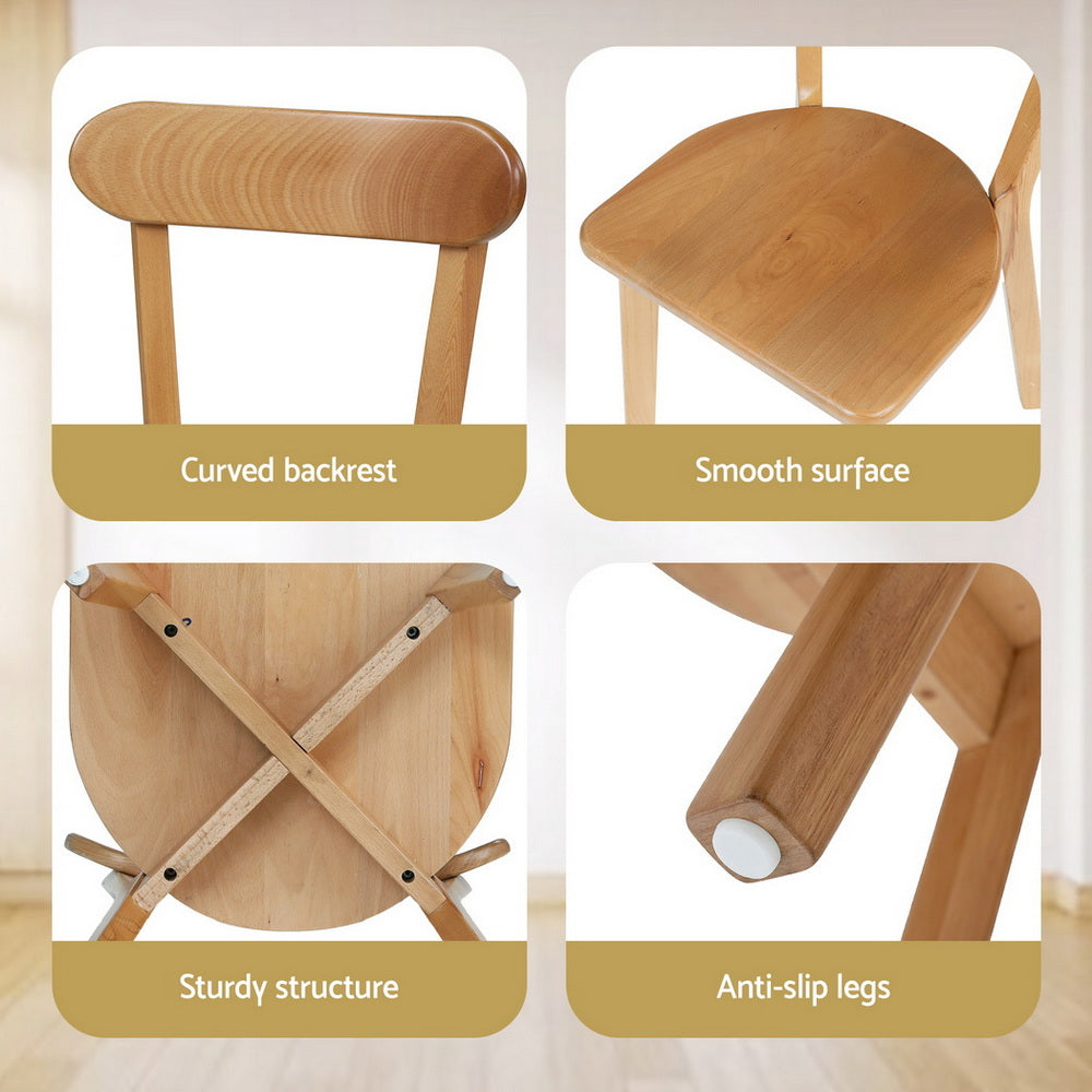 Artiss Dining Chairs Rubber Wood Natural Indoor Outdoor (Set of 2)
