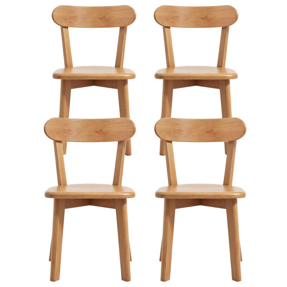 Artiss 4-Piece Dining Chairs Rubber Wood Natural Finish