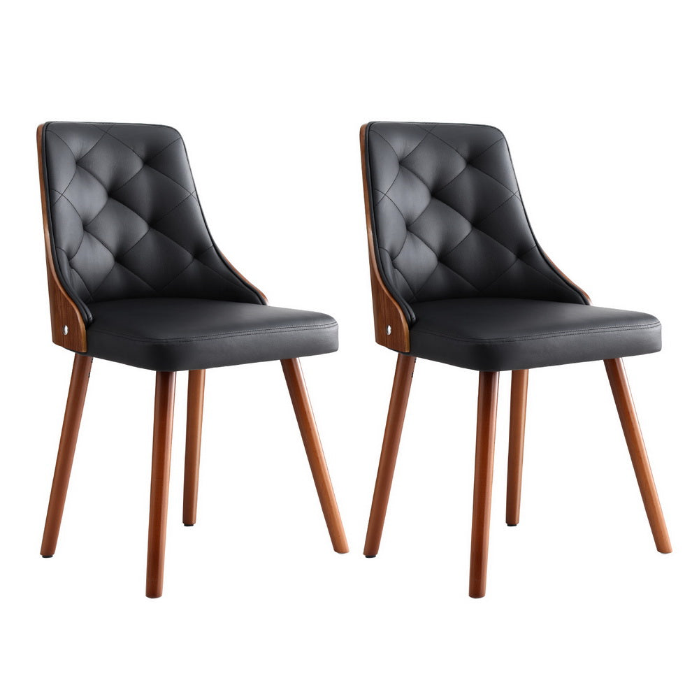 Artiss Set of 2 Dining Chairs Black PU Leather