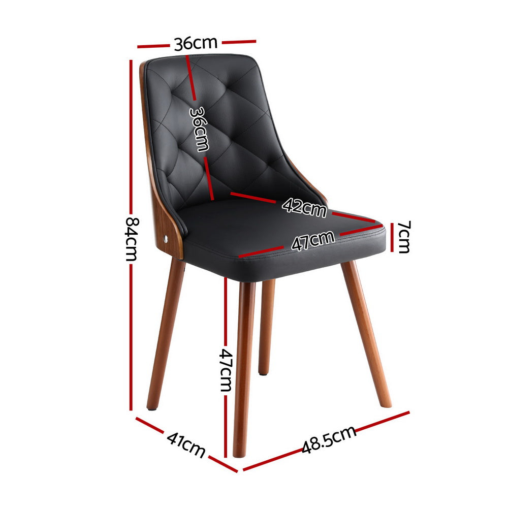 Artiss Set of 2 Dining Chairs Black PU Leather