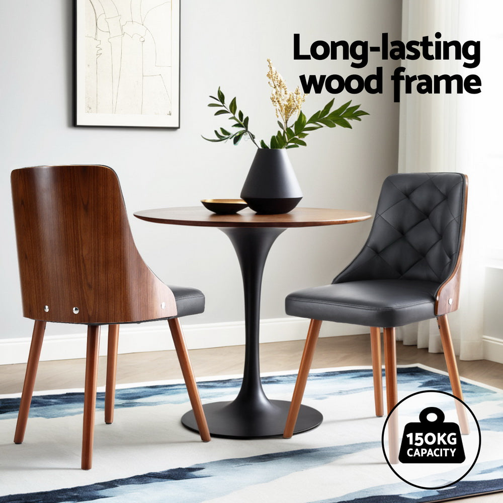 Artiss Set of 2 Dining Chairs Black PU Leather