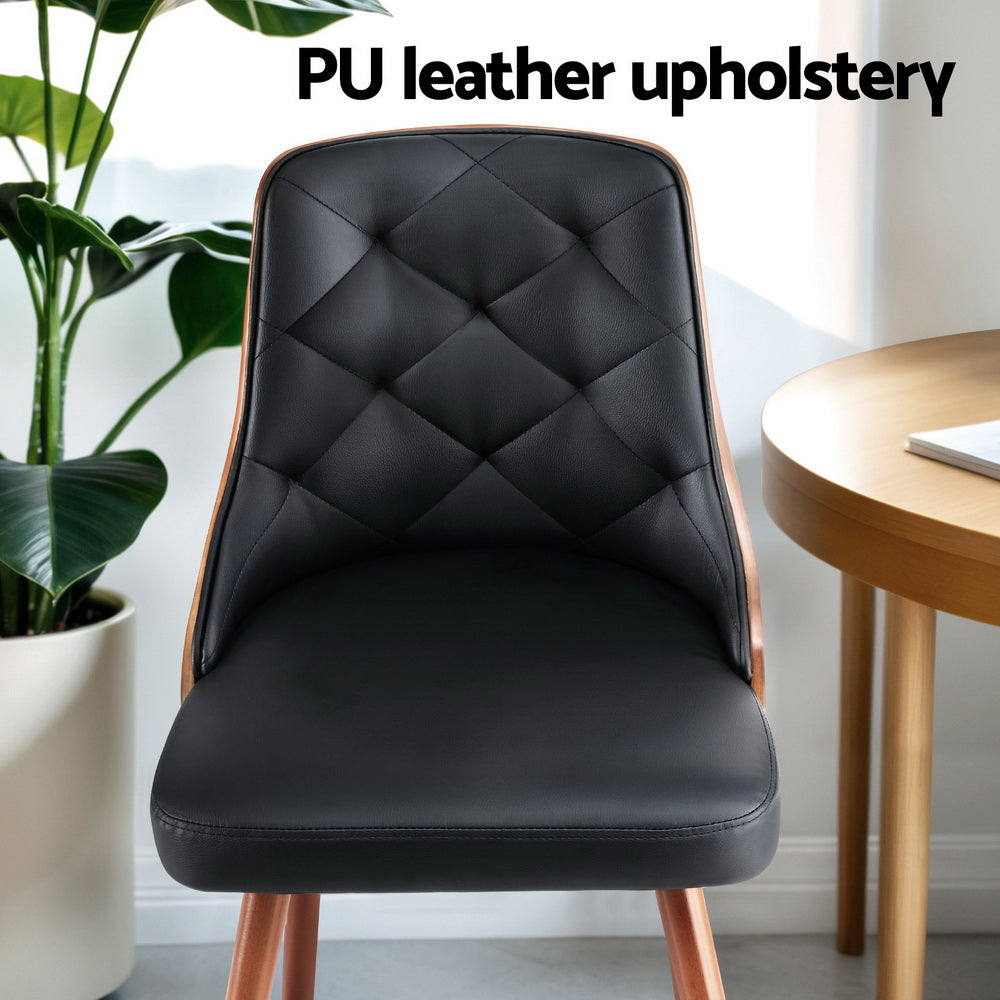 Artiss Set of 2 Dining Chairs Black PU Leather