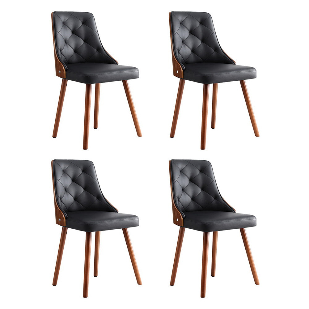 Artiss Set of 4 Dining Chairs Black PU Leather