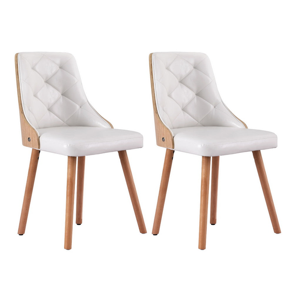 Artiss Dining Chairs Set of 2 White PU Leather