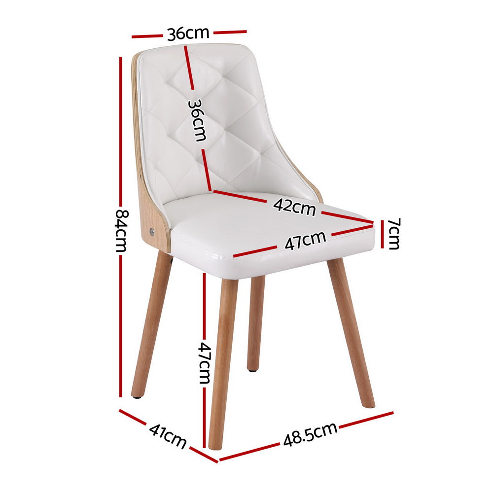 Artiss Dining Chairs Set of 2 White PU Leather