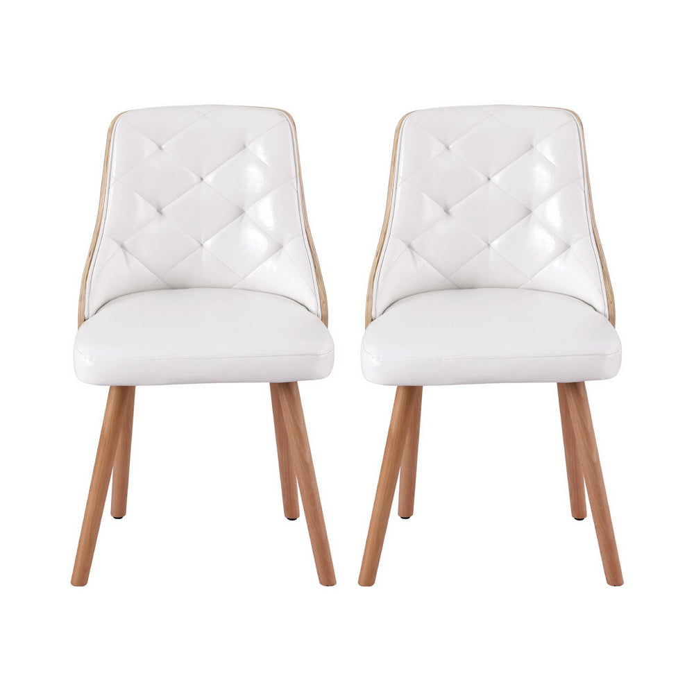 Artiss Dining Chairs Set of 2 White PU Leather