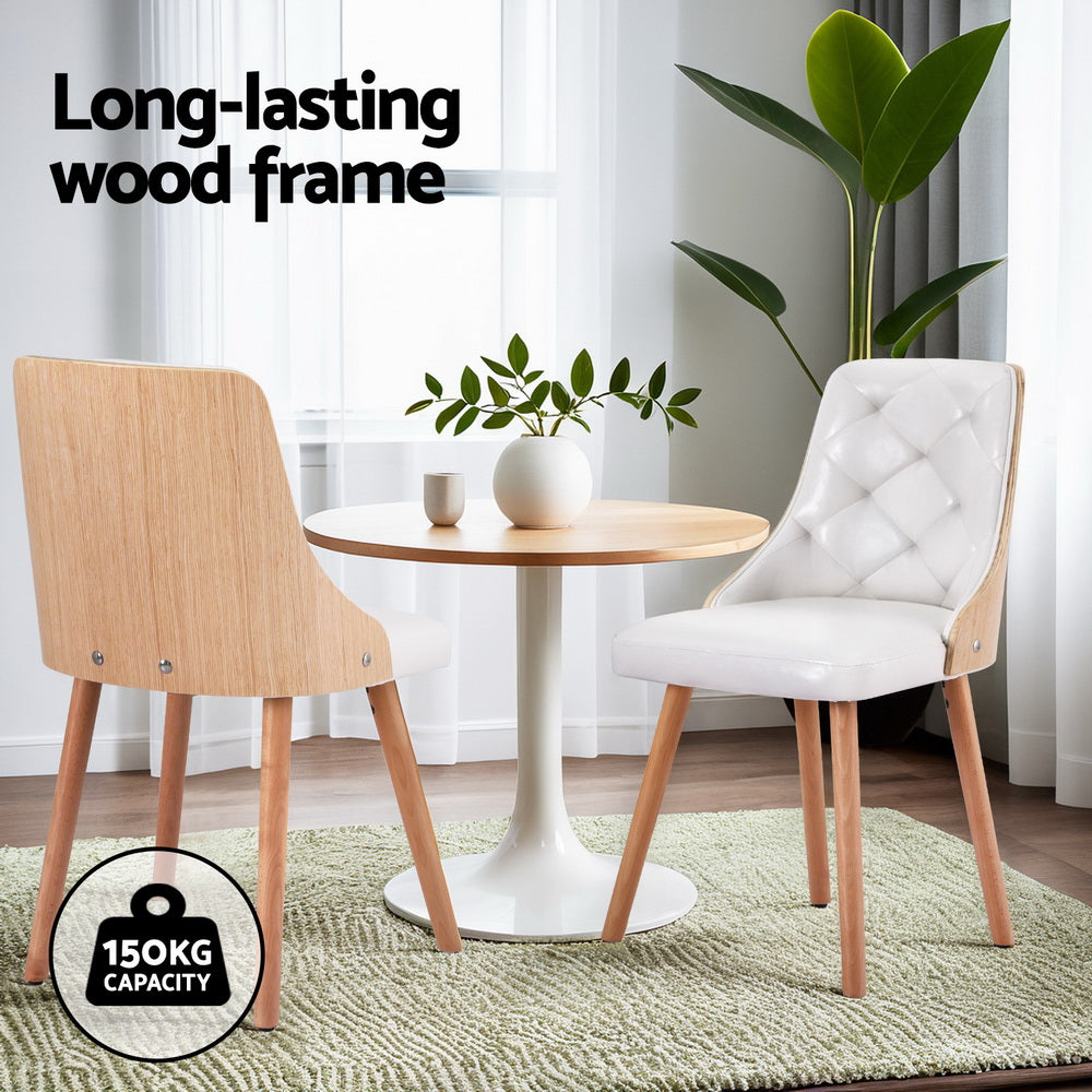 Artiss Dining Chairs Set of 2 White PU Leather