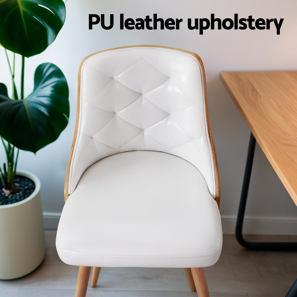 Artiss Dining Chairs Set of 2 White PU Leather