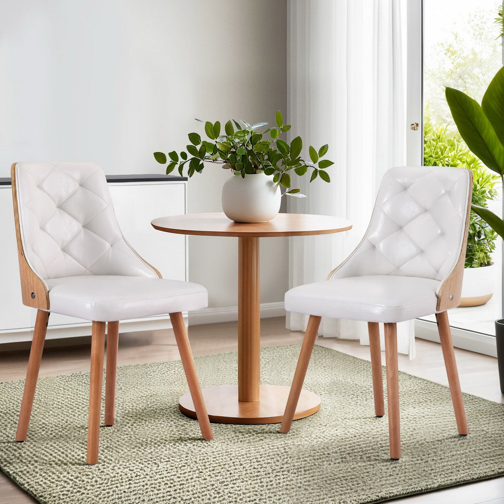 Artiss Dining Chairs Set of 2 White PU Leather