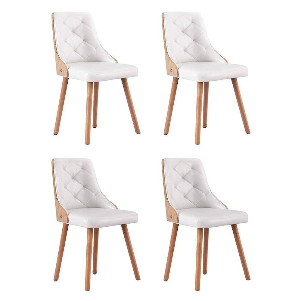 Artiss Dining Chairs Set of 4 White PU Leather