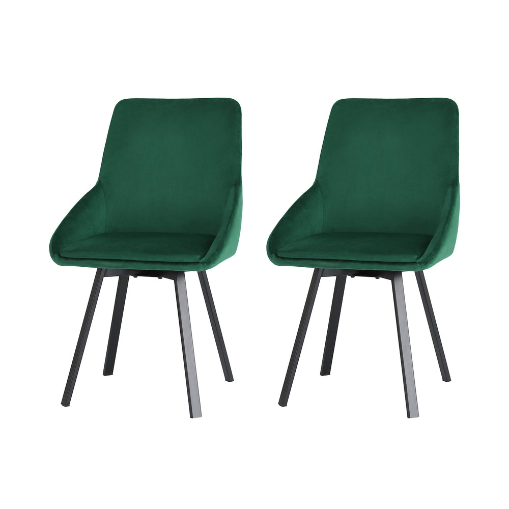 Sam Dining Chairs Set of 2 Velvet Swivel Base Green