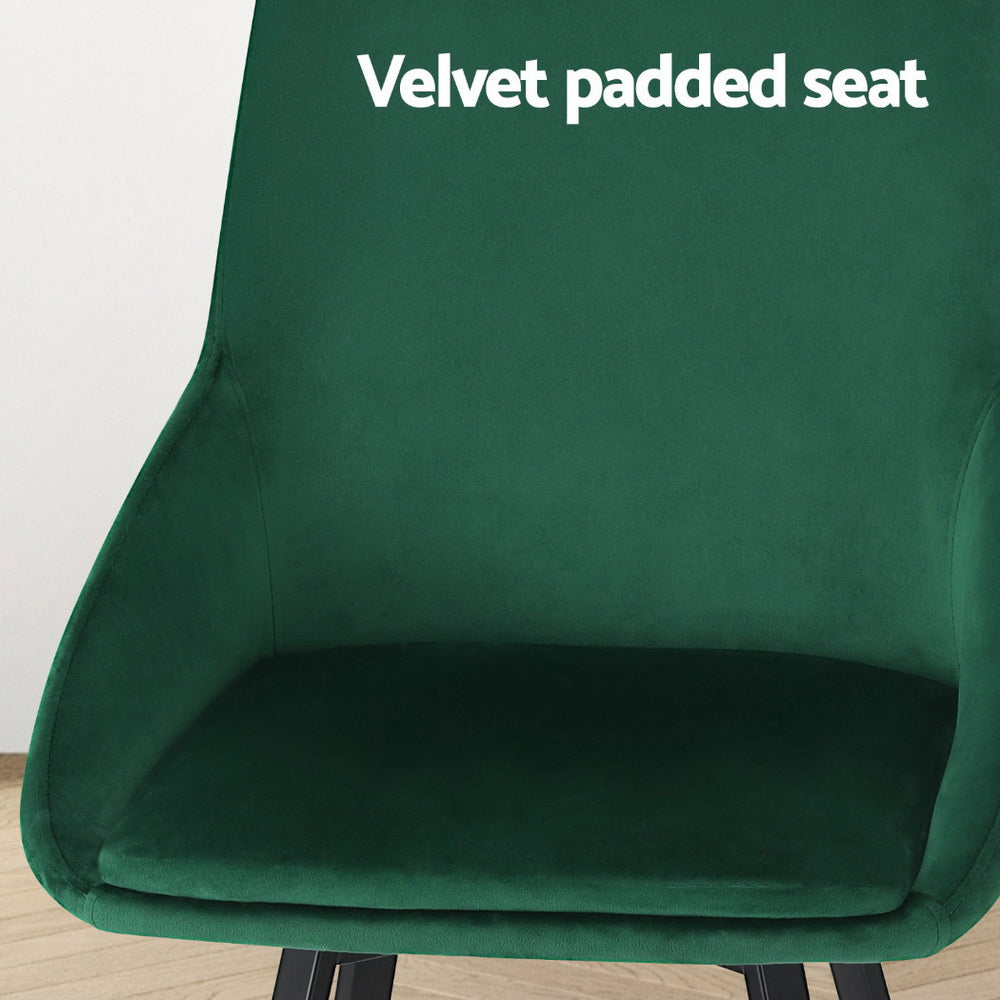 Sam Dining Chairs Set of 4 Velvet Swivel Base Green