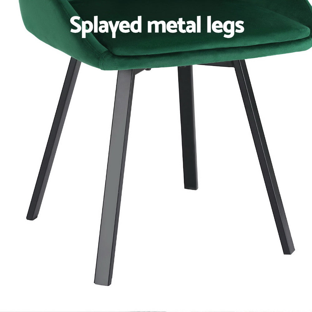 Sam Dining Chairs Set of 4 Velvet Swivel Base Green