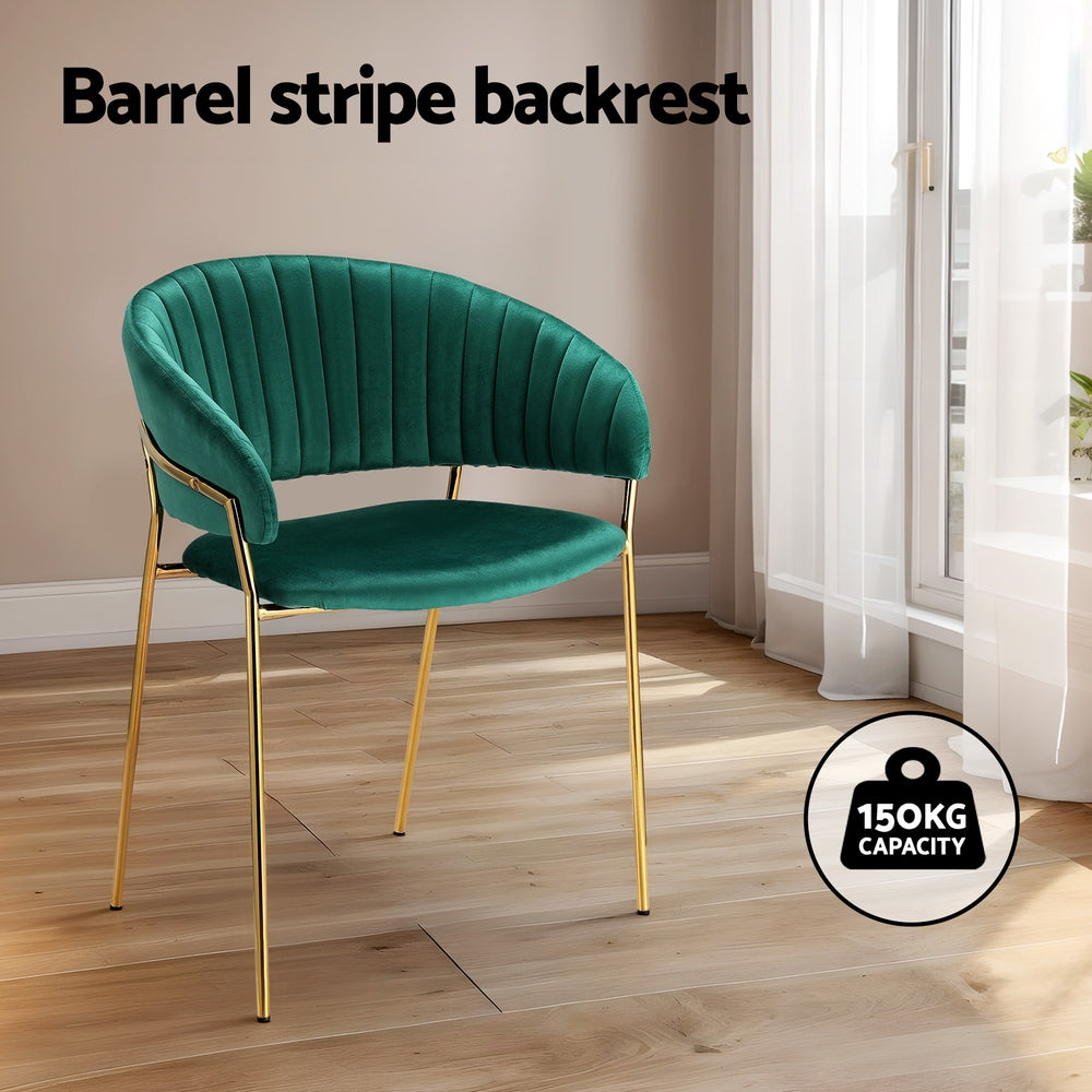 Diala Dining Chairs Set of 2 Velvet Hollow Armchair Green