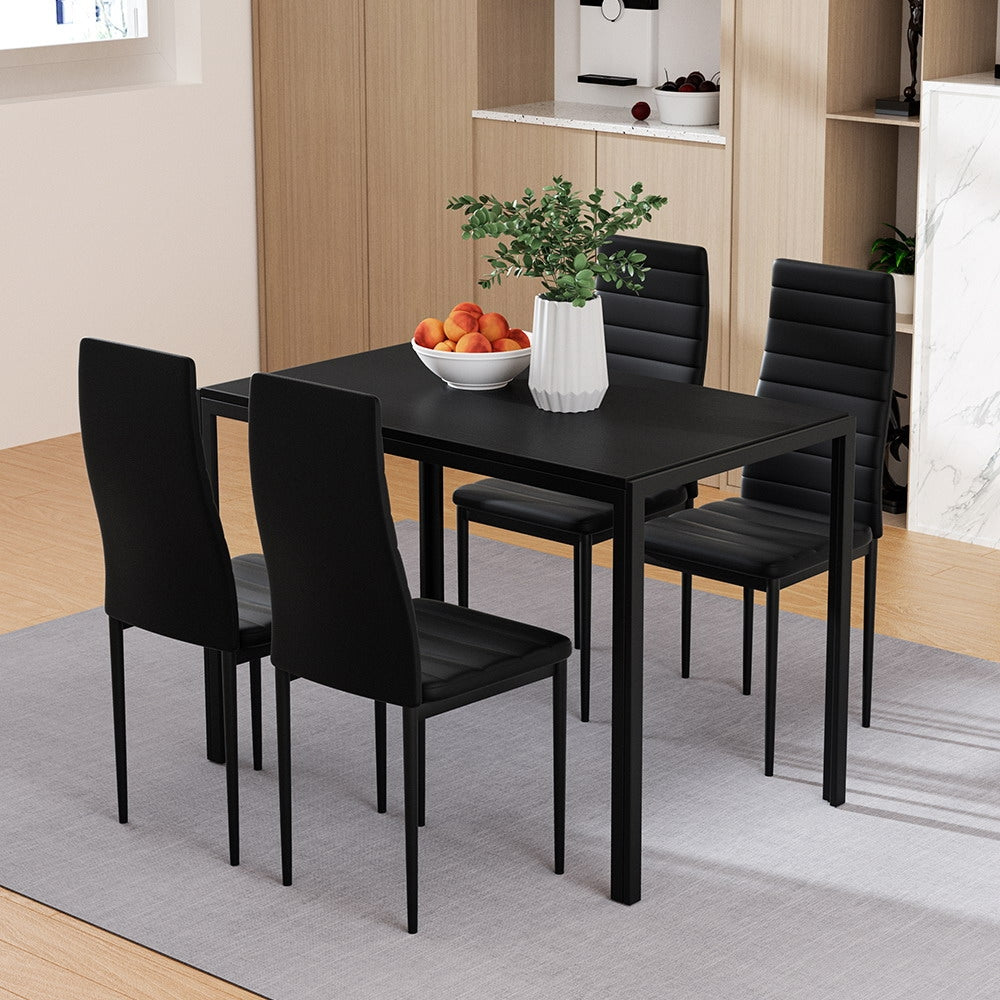 Artiss Dining Table and Chairs Set of 5 Black
