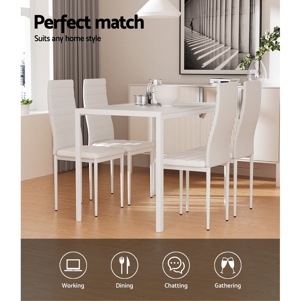 Artiss 5-Piece Dining Set 4 Chairs White