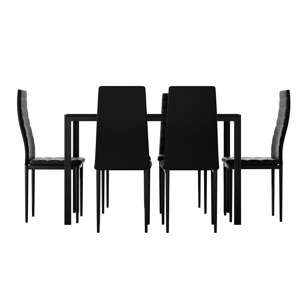 Artiss 7-Piece Dining Set Black Table and Chairs