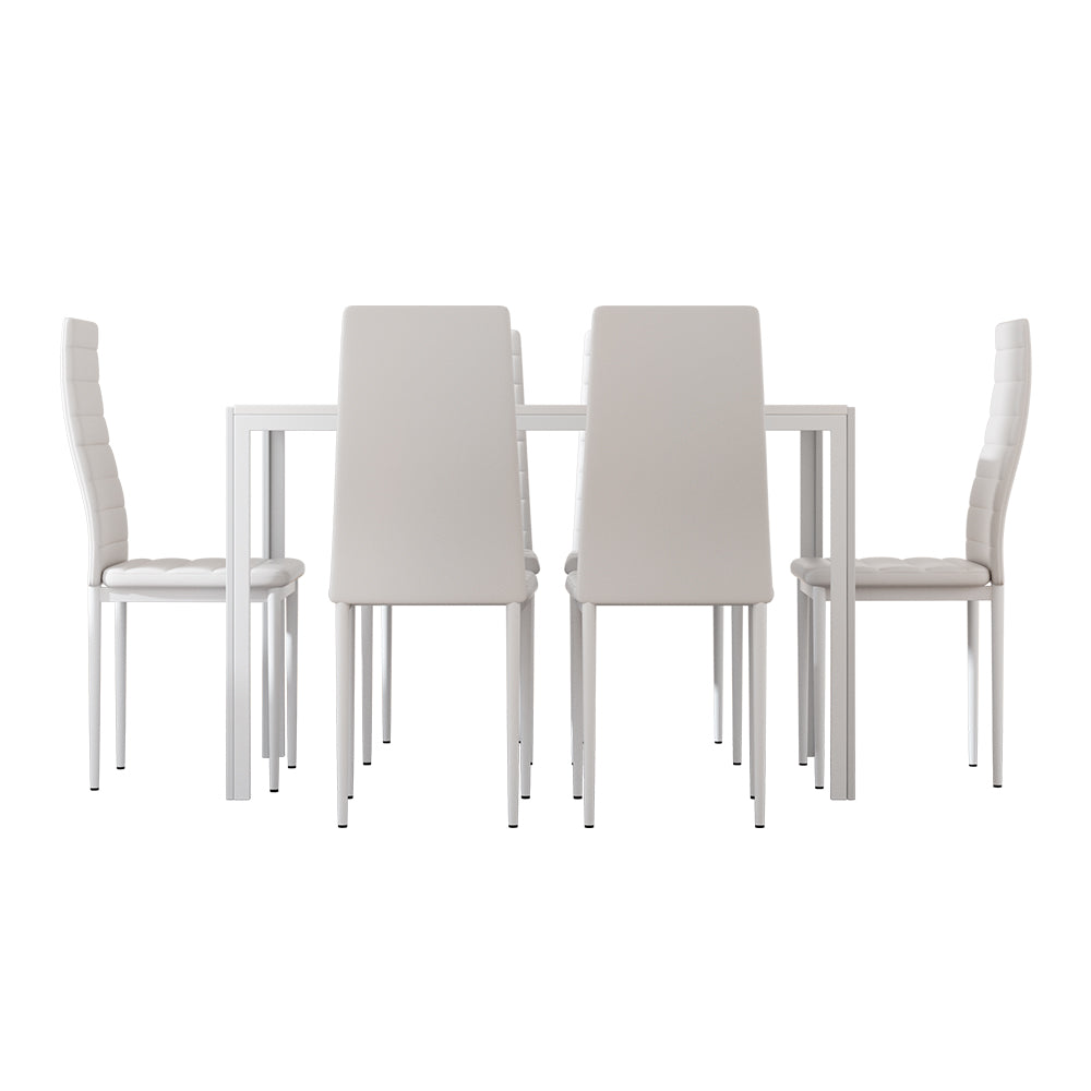 Artiss 7-Piece Dining Set White Table and Chairs