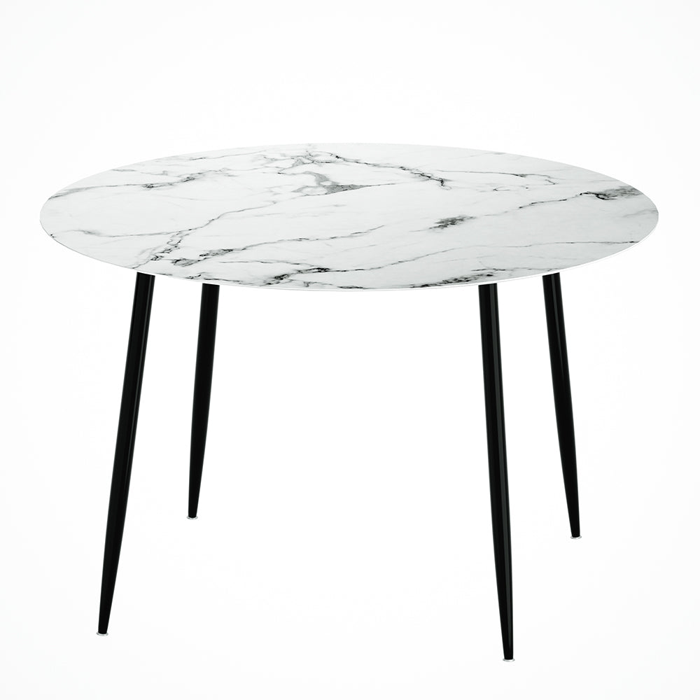 Round Dining Table 110CM Marble Effect White