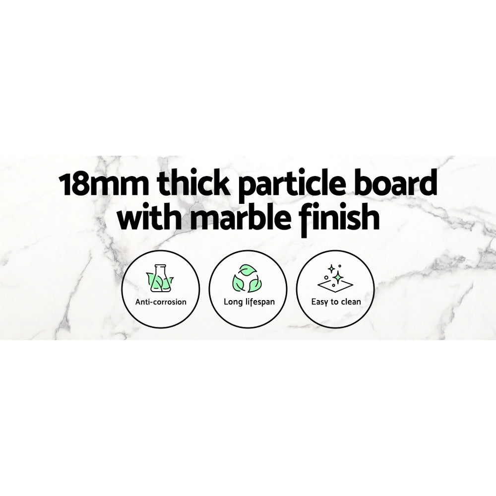 Round Dining Table 110CM Marble Effect White