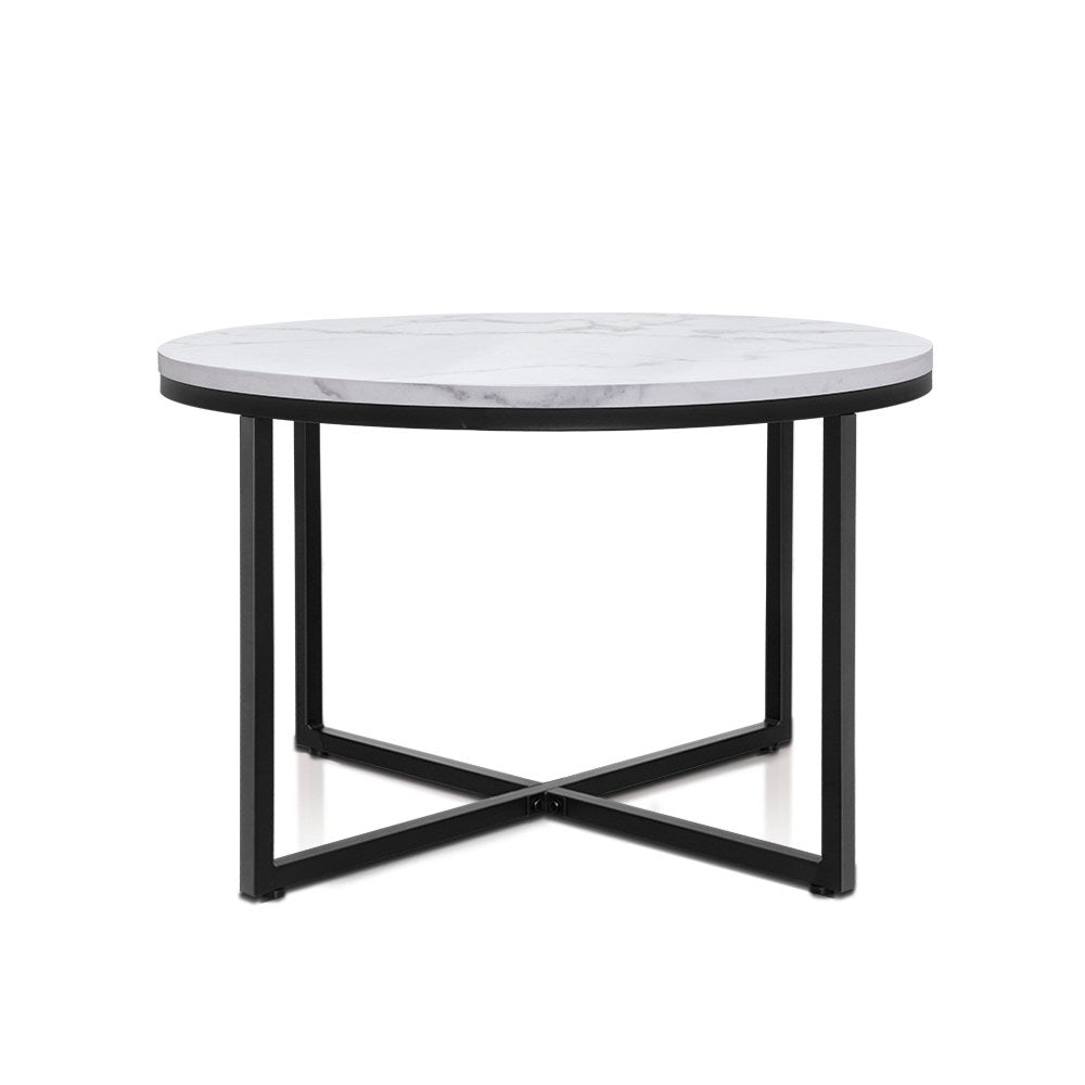 Round 70cm Coffee Table Marble Effect