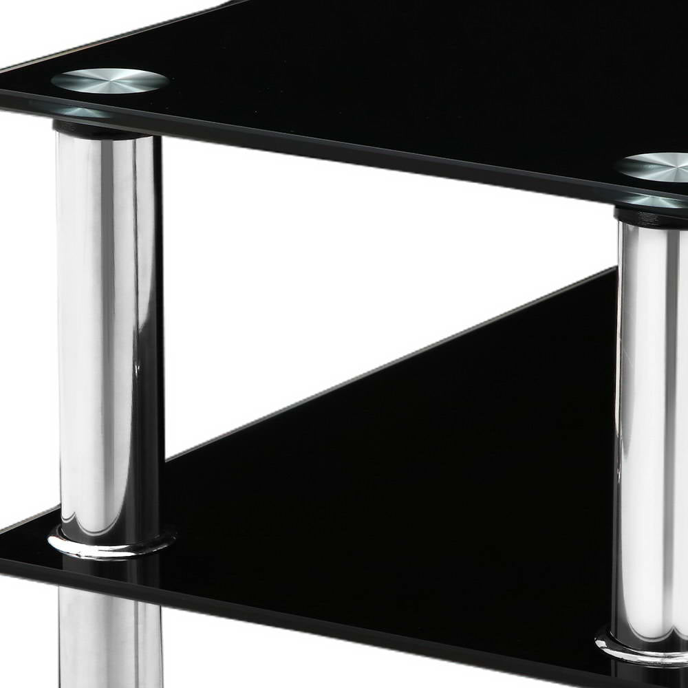 Artiss Black Glass Console Table 3-Tier Stainless Steel