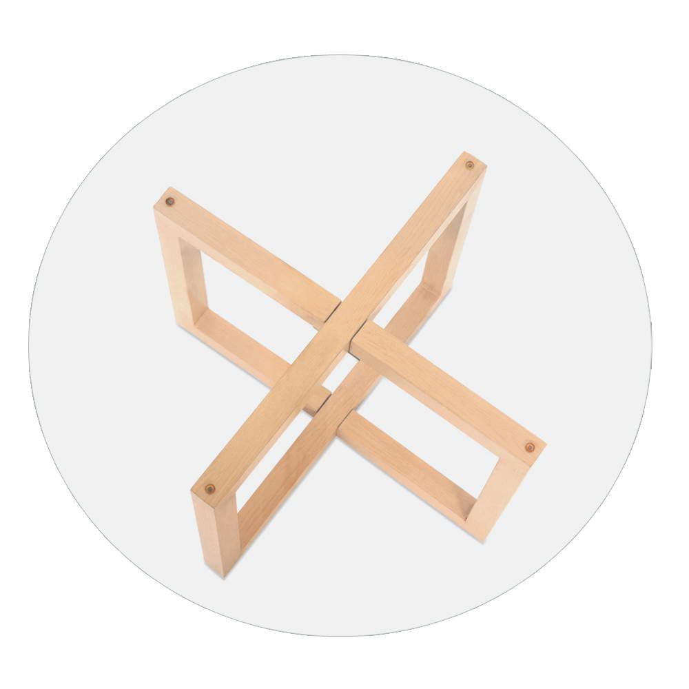 Round 80CM Coffee Table Tempered Glass Beige