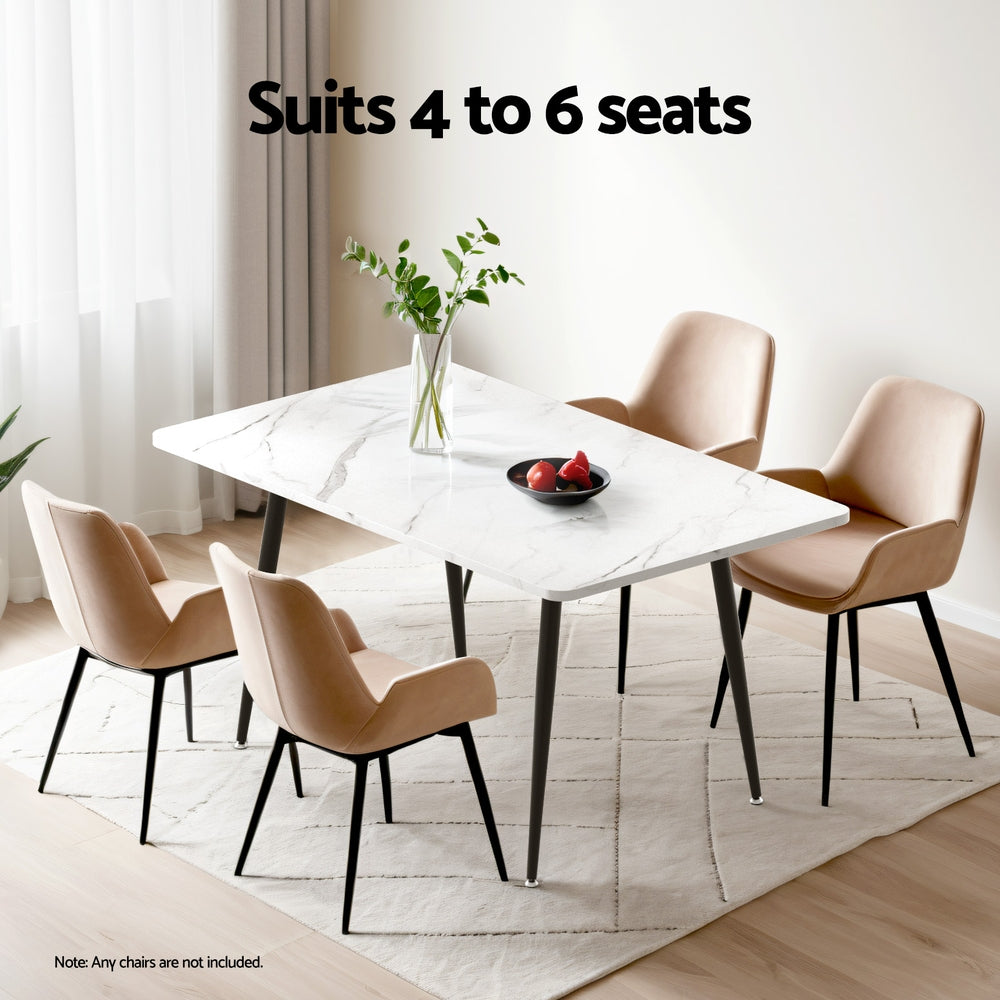Artiss 1.5M Dining Table Marble Effect White Black