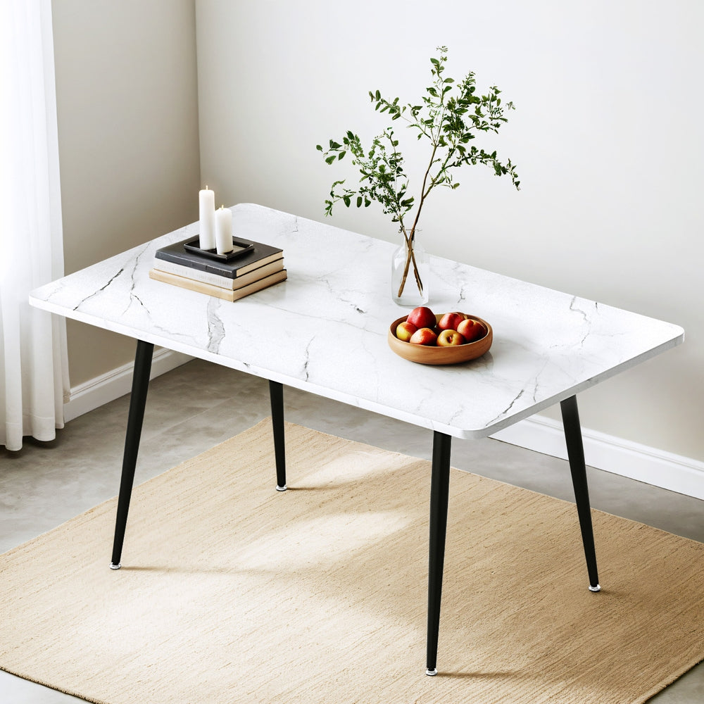 Artiss 1.5M Dining Table Marble Effect White Black