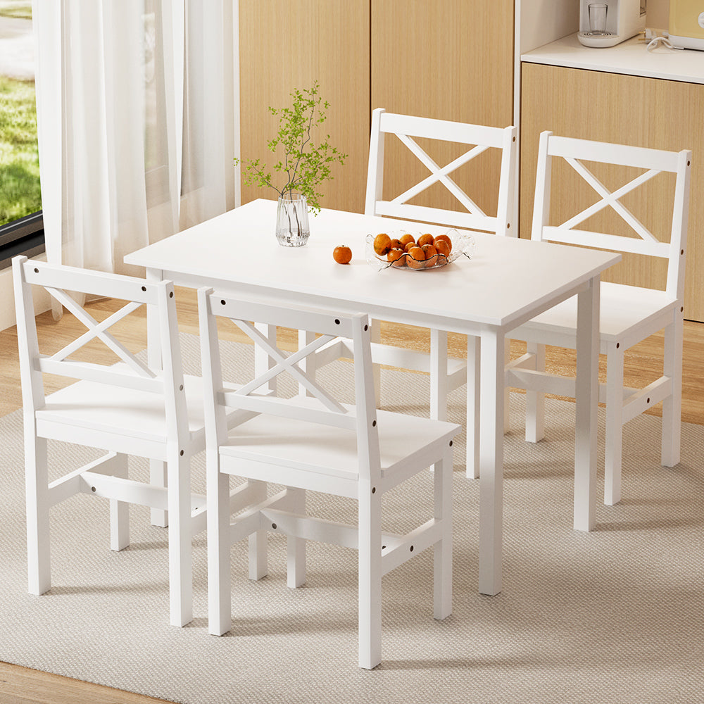 Kaye 4-Seater Dining Set White Table and Chairs