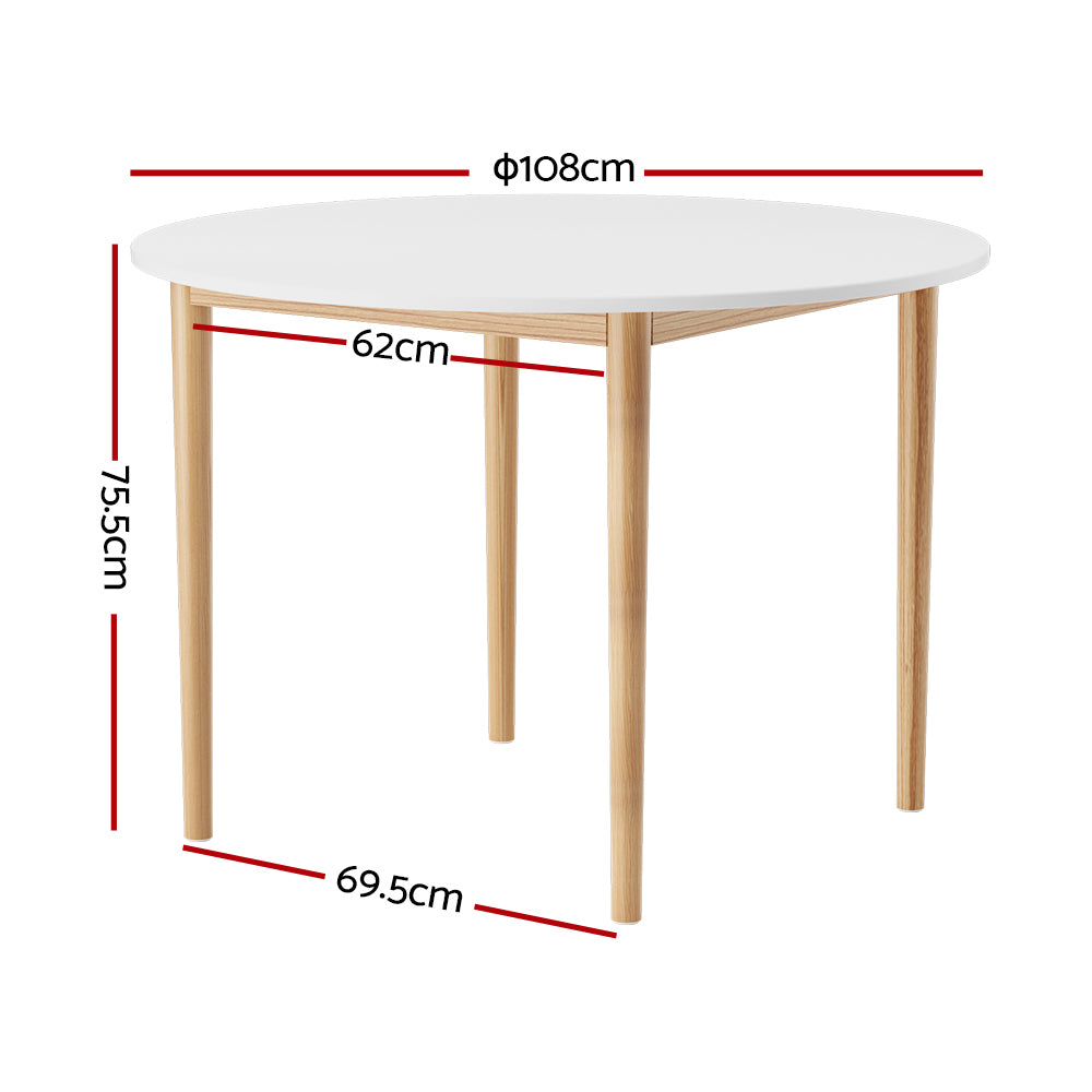 Demi Round Dining Table 108CM White Pine Nordic Style