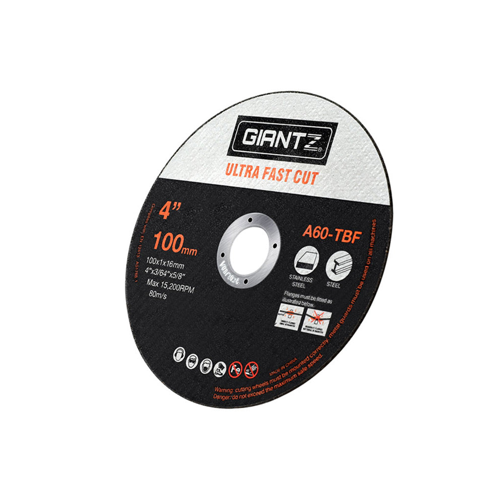 Giantz 100-Piece 4" Cutting Discs for Metal Angle Grinders