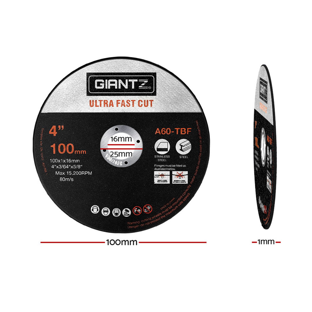 Giantz 100-Piece 4" Cutting Discs for Metal Angle Grinders