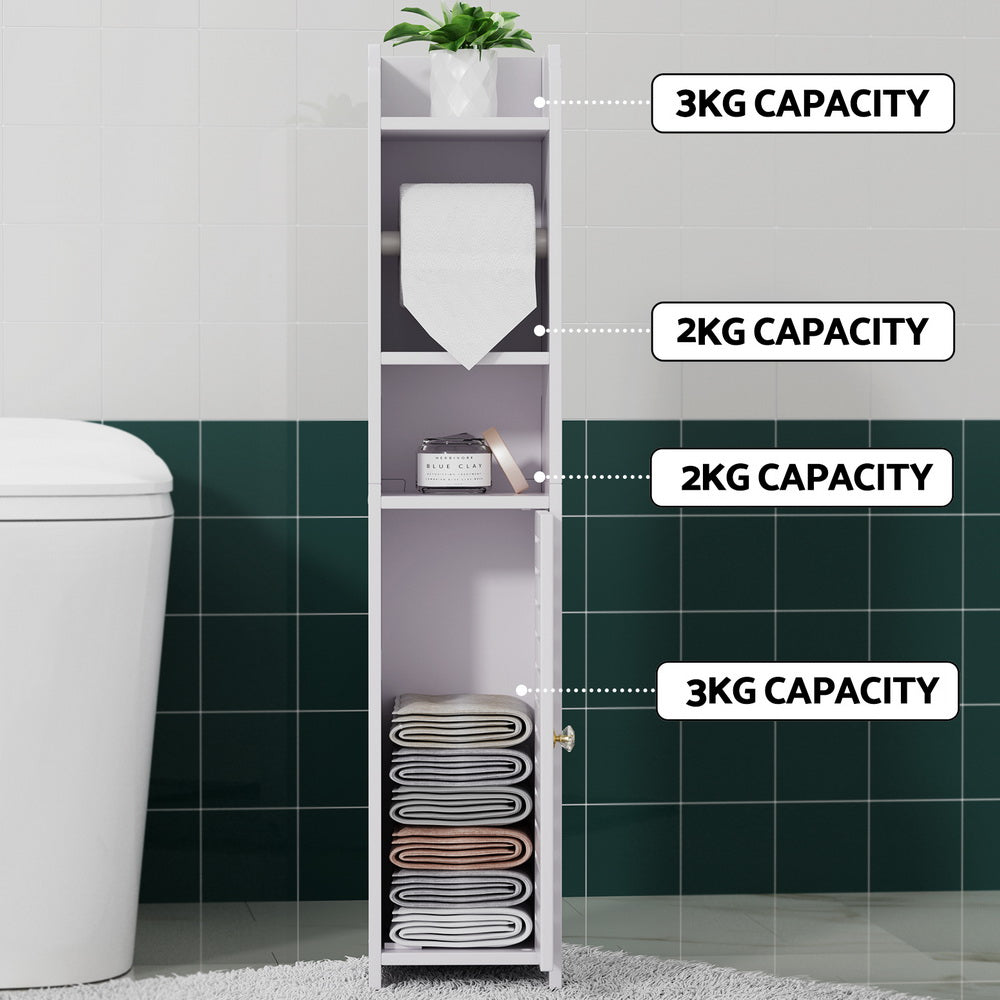 Artiss 3-Tier Bathroom Cabinet Toilet Roll Holder White