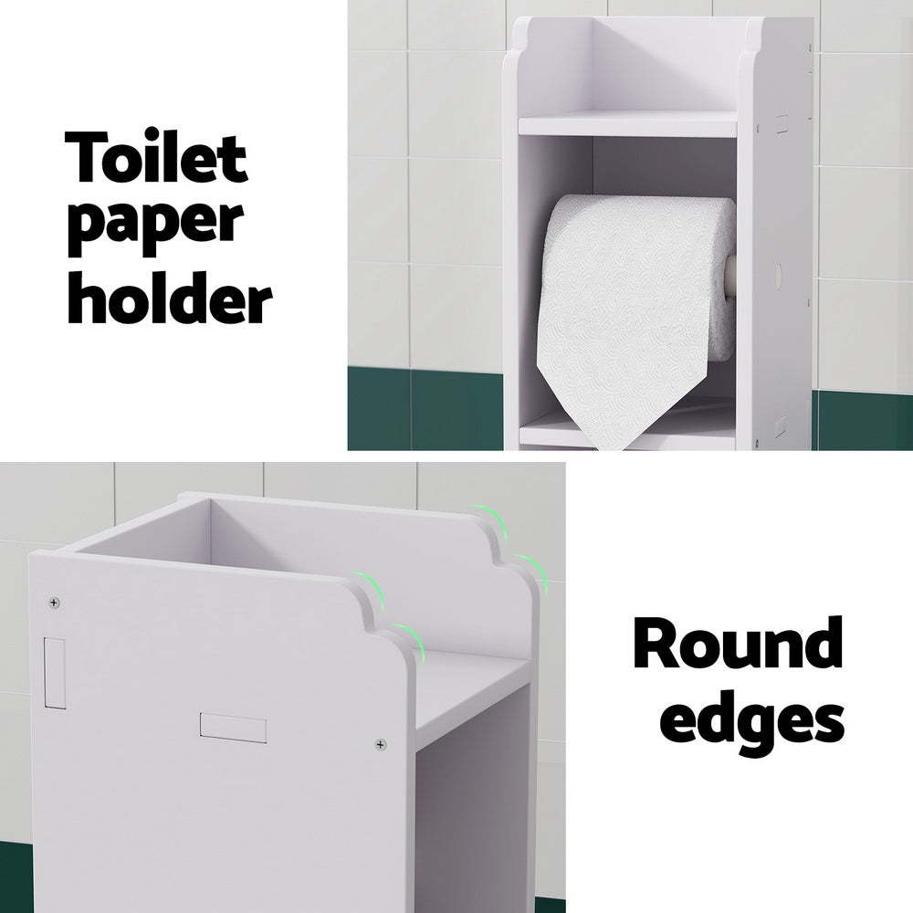 Artiss 3-Tier Bathroom Cabinet Toilet Roll Holder White